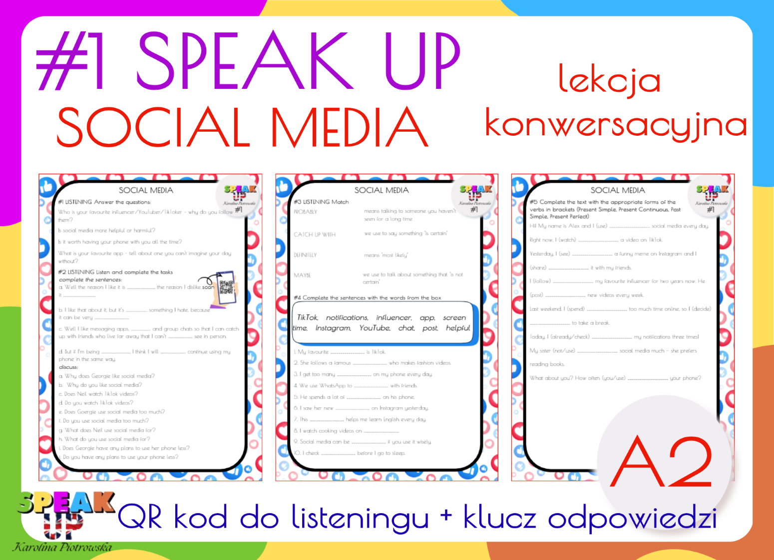 #1 SPEAK UP - zajęcia konwersacyjne - Social media A2 - Speak UP zdjęcie 1