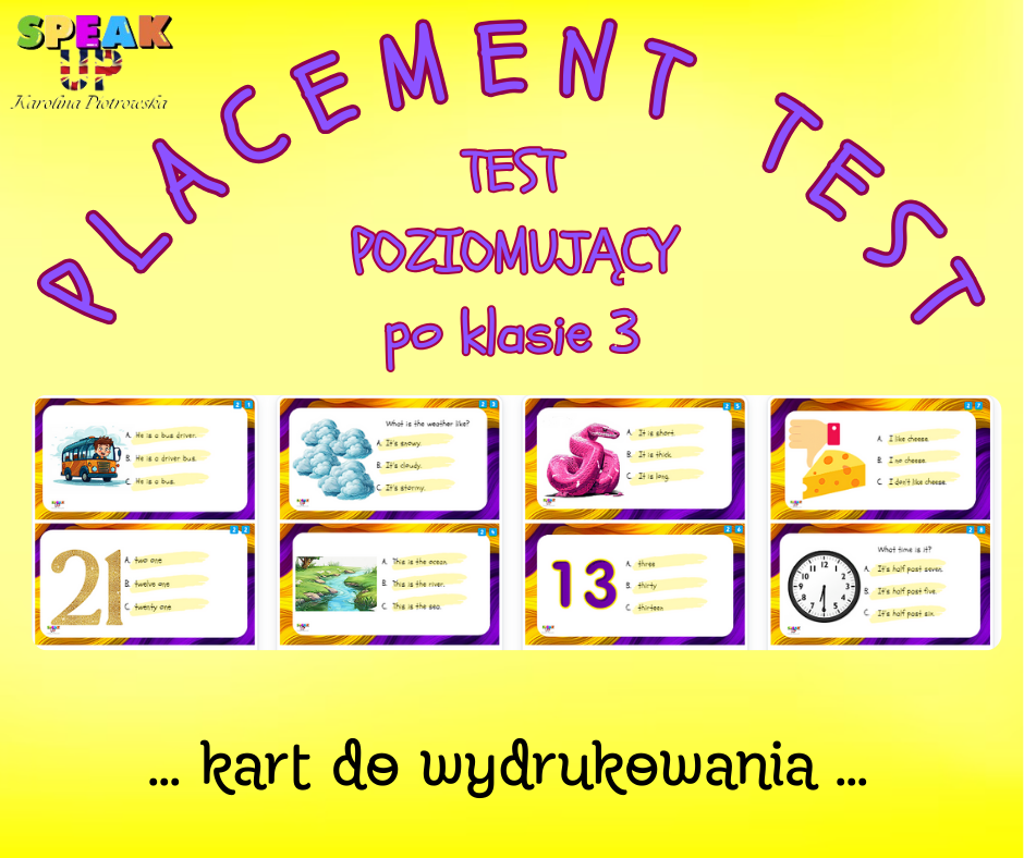 PLACEMENT TEST test poziomujący po klasie 3 - Speak UP zdjęcie 2