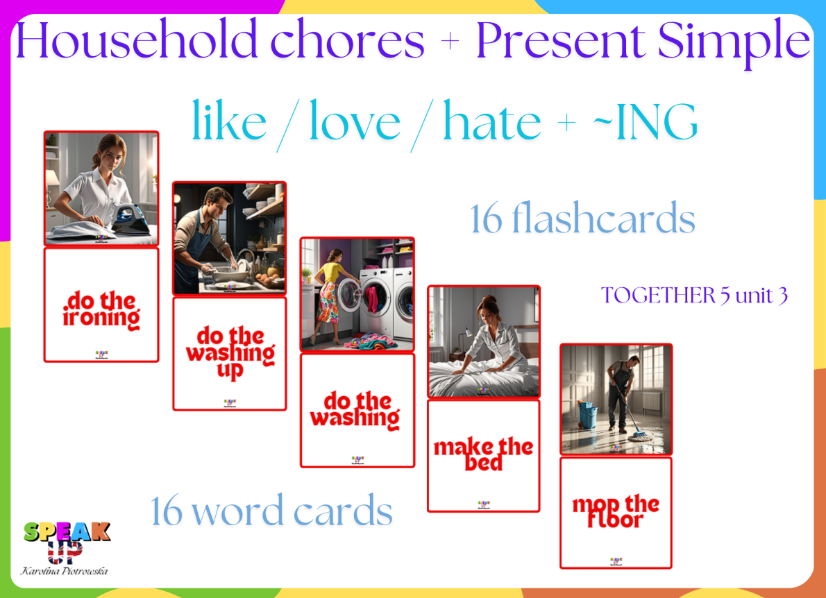 HOUSEHOLD CHORES + Present Simple (like love hate + ~ING) - Speak UP zdjęcie 1