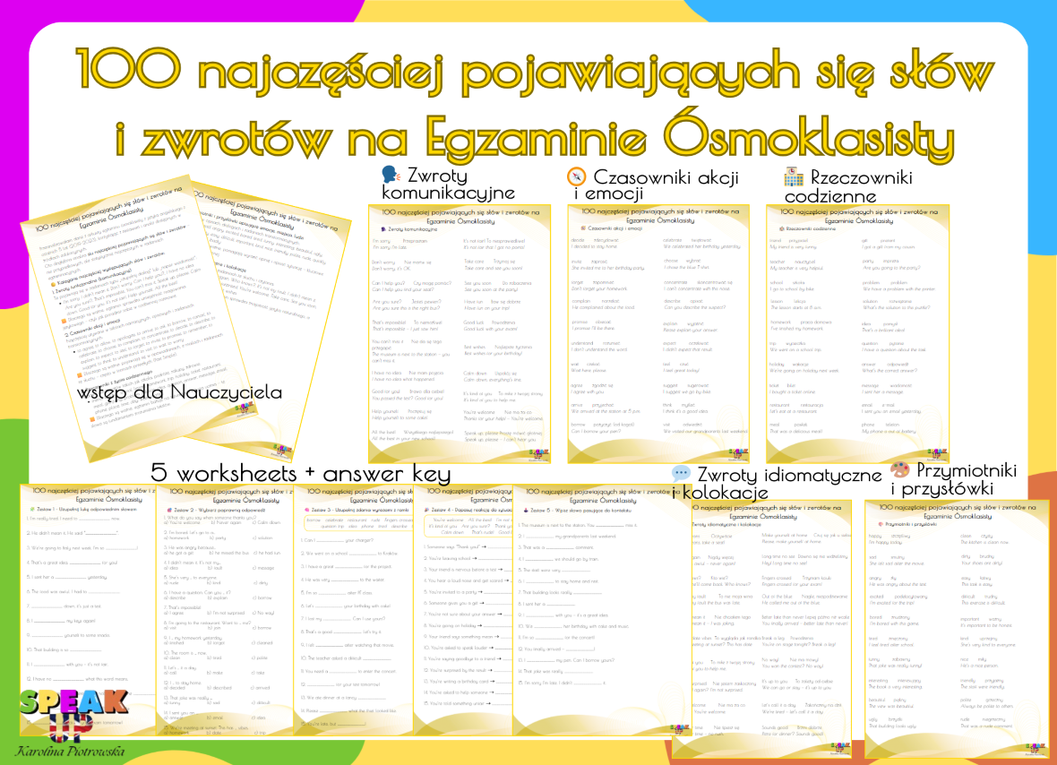 100 NAJCZĘŚCIEJ POJAWIAJĄCYCH SIĘ SŁÓW I ZWROTÓW NA E8 - Speak UP zdjęcie 1