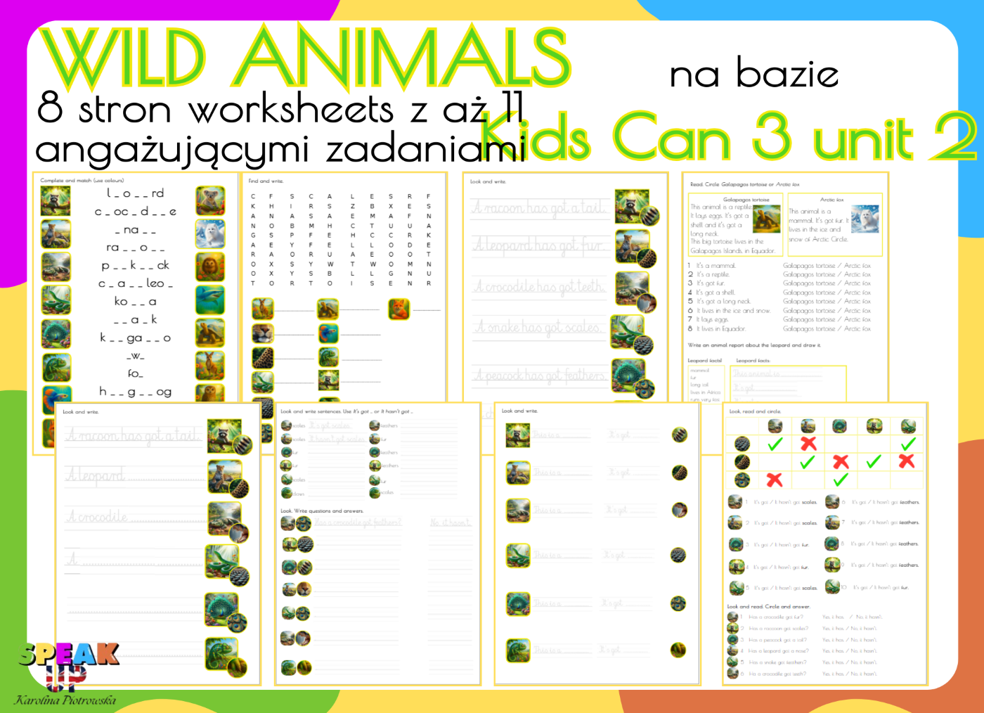 WILD ANIMALS + BODY PARTS + HAVE GOT Kids Can 3 unit 2 - Speak UP zdjęcie 3