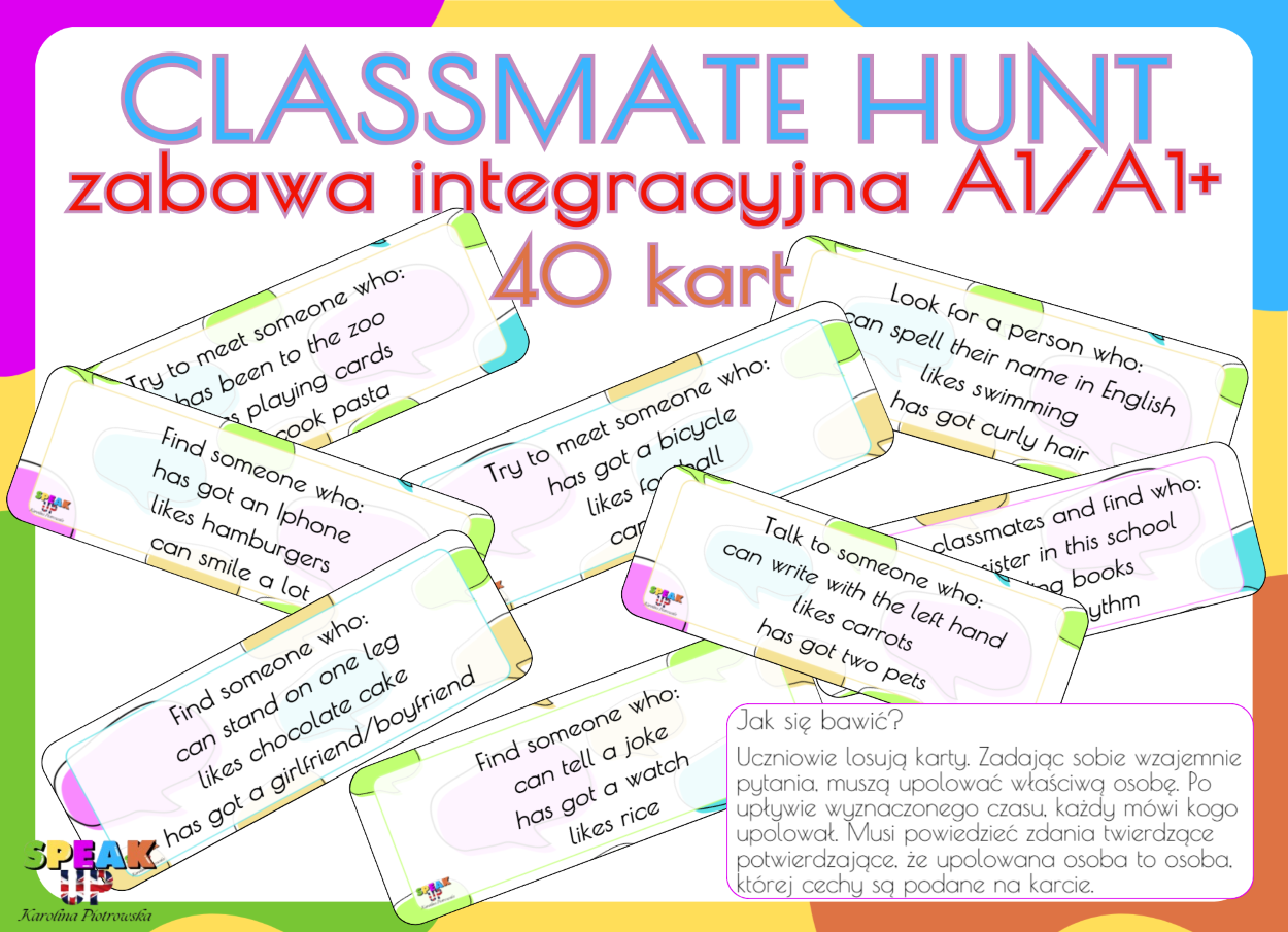 CLASSMATE HUNT zabawa integracyjna A1/A1+ - Speak UP zdjęcie 1