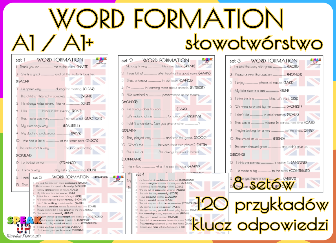 WORD FORMATION słowotwórstwo A1 / A1+ 120 przykładów - Speak UP zdjęcie 1