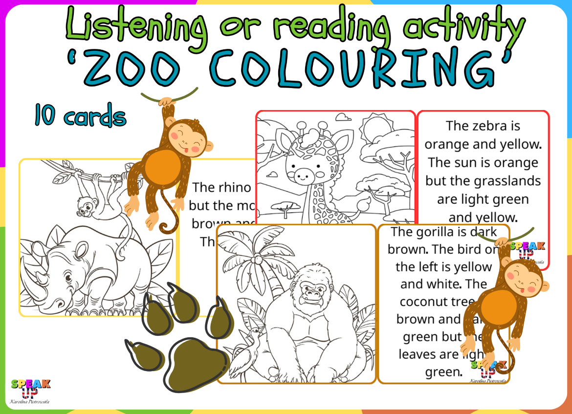 LISTENING OR READING ACTIVITY "ZOO COLOURING" - Speak UP zdjęcie 1