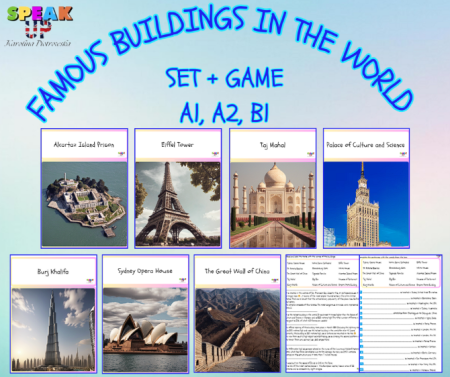 FAMOUS BUILDINGS IN THE WORLD set + game A1 A2 B1