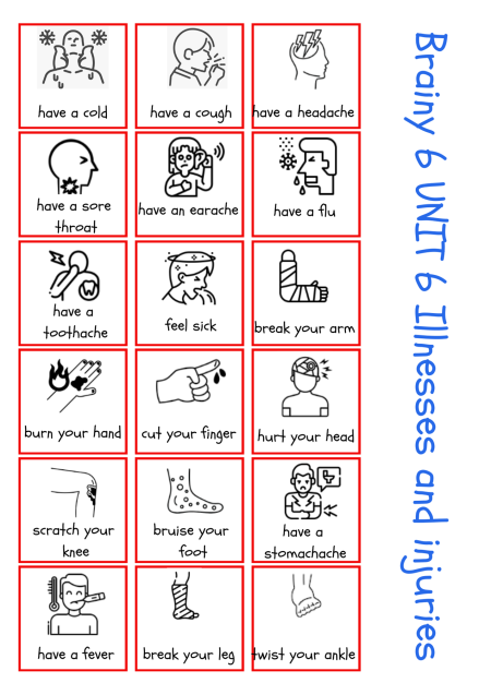 FREE Brainy 6 Unit 6 Illnesses and injuries
