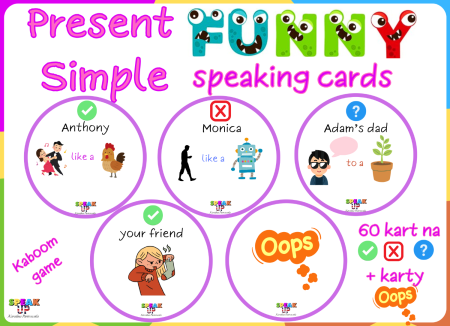 PRESENT SIMPLE FUNNY SPEAKING CARDS (and Kaboom game) 