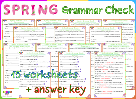 SPRING GRAMMAR CHECK Set of mixed SPRING worksheets