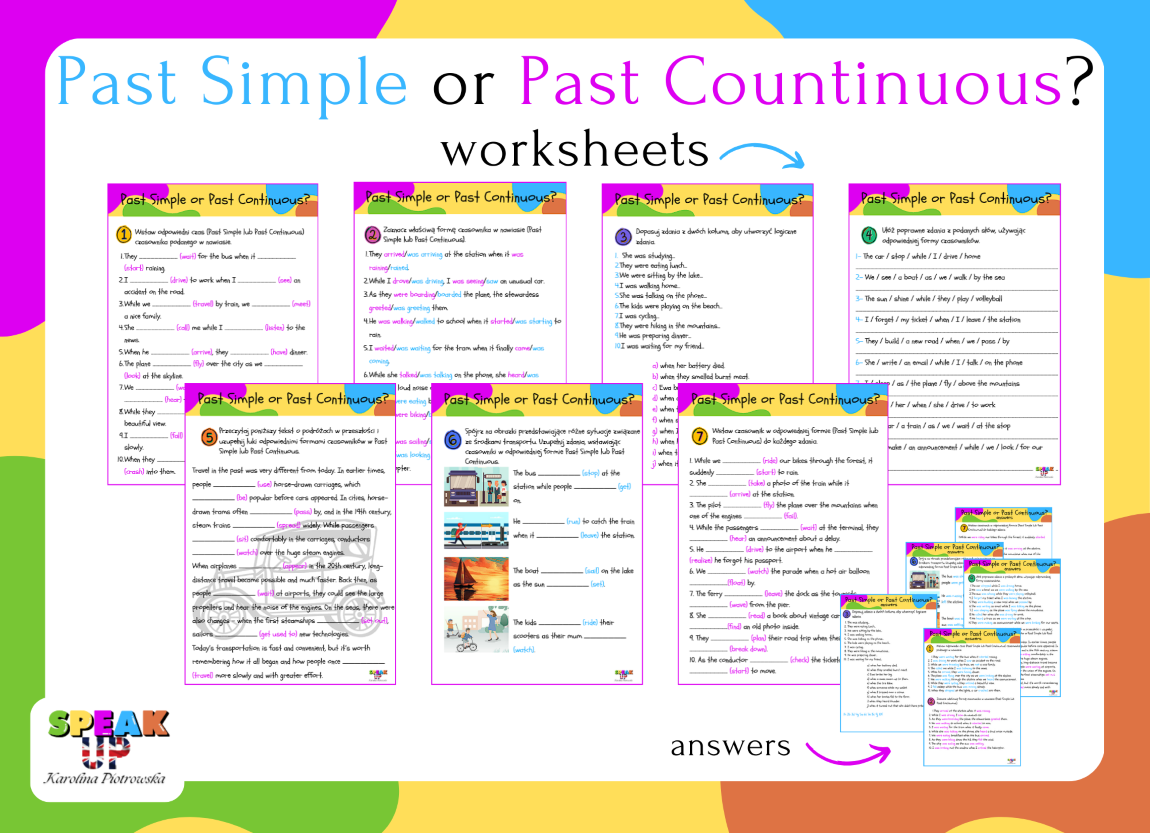 PAST SIMPLE or PAST CONTINUOUS? 7 worksheets + answers - Speak UP zdjęcie 1