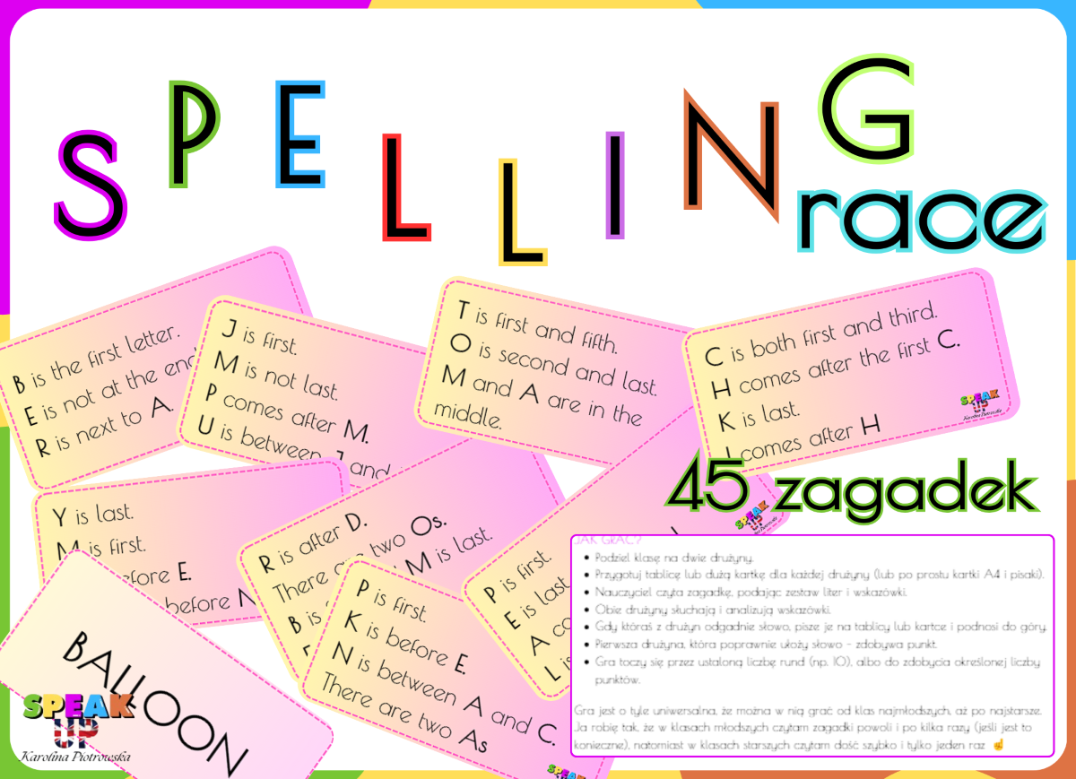 SPELLING RACE class quiz - Speak UP zdjęcie 1