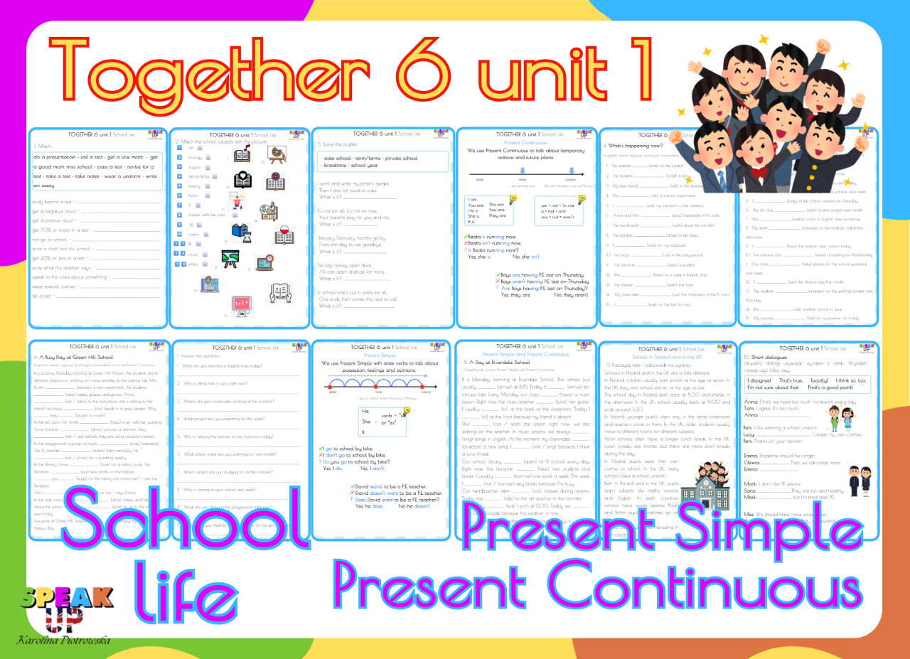 TOGETHER 6 UNIT 1 School life + grammar - Speak UP zdjęcie 1